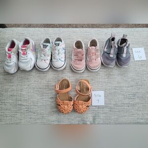 Toddler girls shoe lot, 5 pairs, sizes 6 and 7 Nike Vans Converse Sandals
